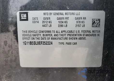 2014 Chevrolet Malibu Ls from USA, damaged, VIN 1G11B5SL8EF252224